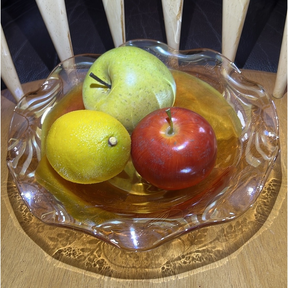 Vintage Jeannette Floragold Louisa Iridescent Bowl Marigold Depression Glass